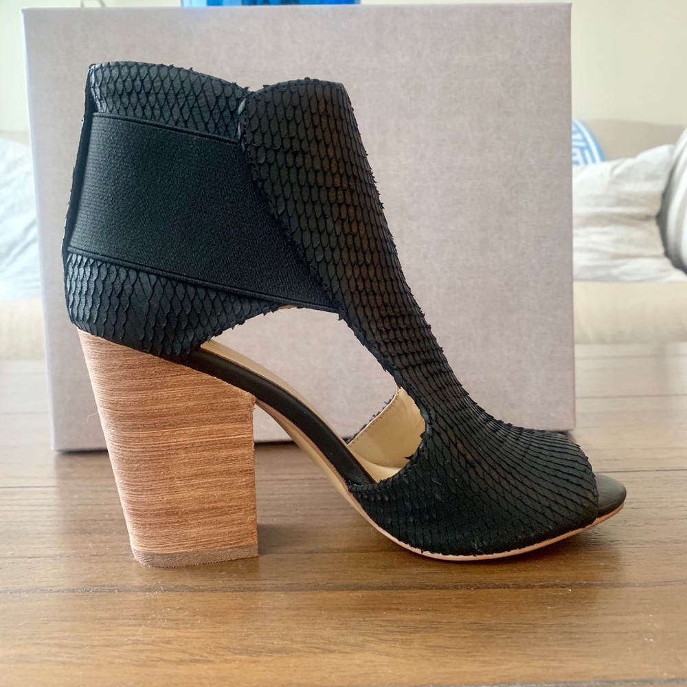 COPY - Botkier Black Maddy Leather Peep Toe Booti…